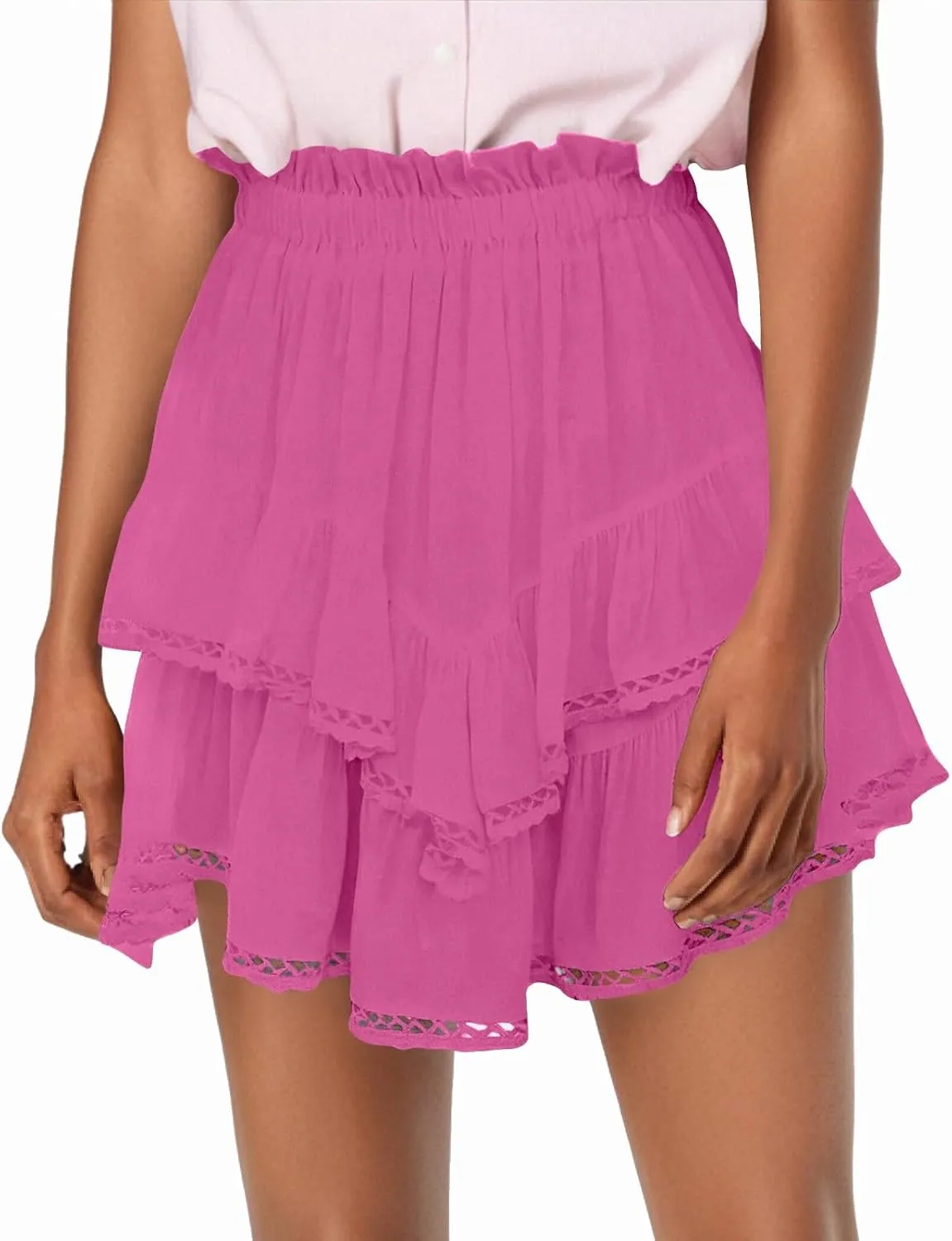 Flowy Shorts for Women 2025 Summer High Waisted Trendy Ruffle Mini Skirts Casual Relaxed Fit Boho Golf Tennis Shorts