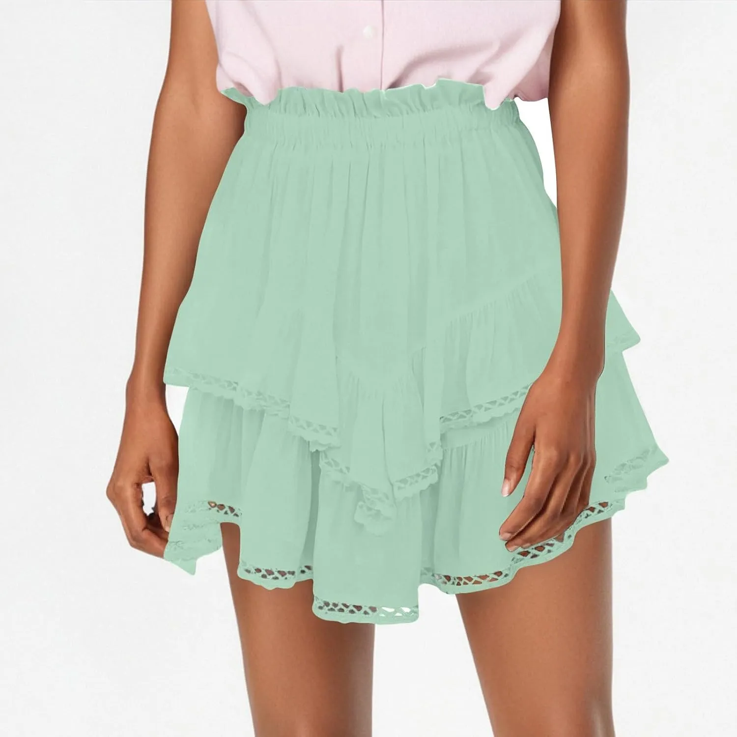 Flowy Shorts for Women 2025 Summer High Waisted Trendy Ruffle Mini Skirts Casual Relaxed Fit Boho Golf Tennis Shorts