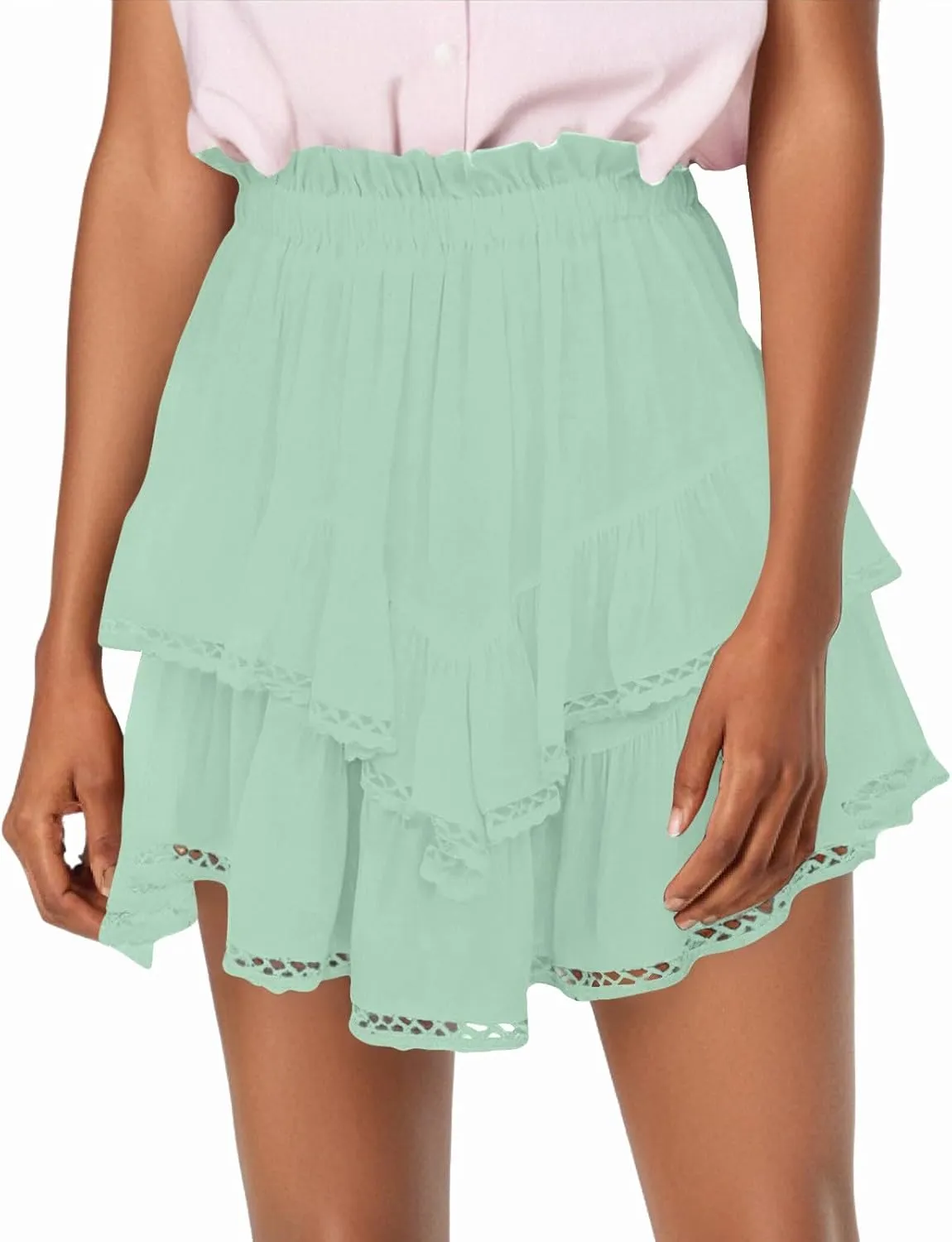 Flowy Shorts for Women 2025 Summer High Waisted Trendy Ruffle Mini Skirts Casual Relaxed Fit Boho Golf Tennis Shorts