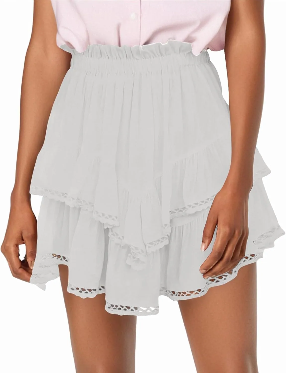 Flowy Shorts for Women 2025 Summer High Waisted Trendy Ruffle Mini Skirts Casual Relaxed Fit Boho Golf Tennis Shorts