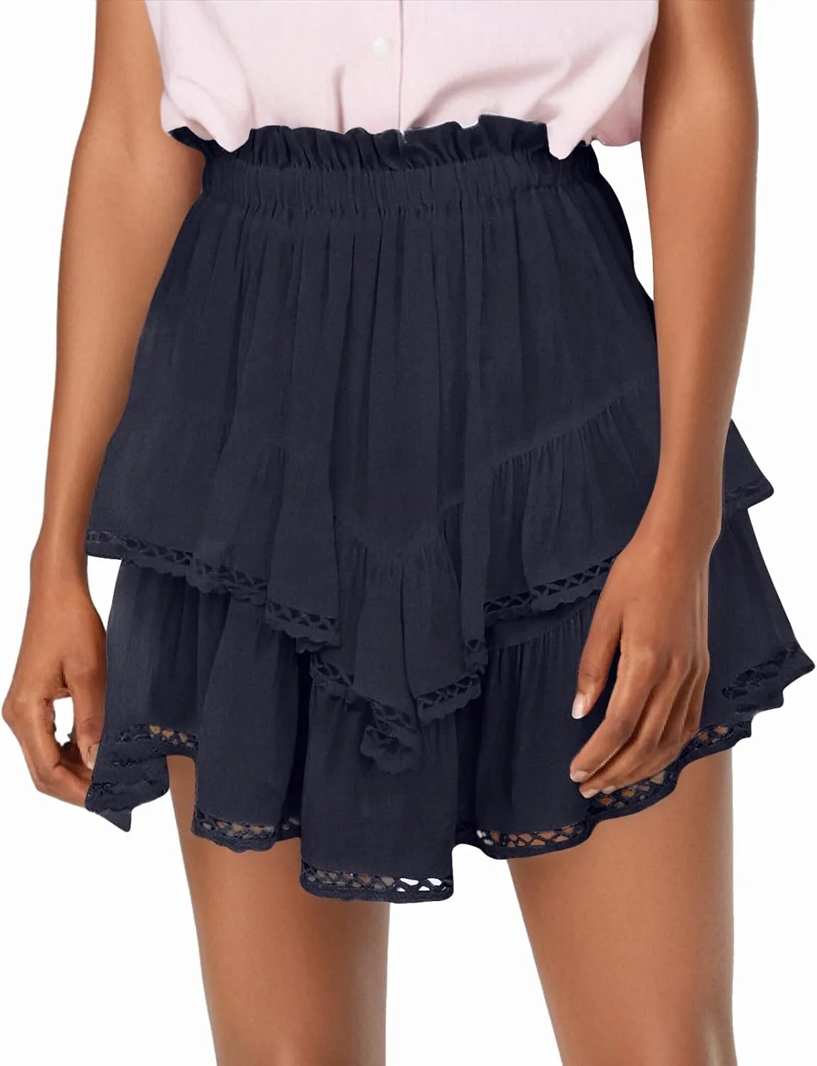 Flowy Shorts for Women 2025 Summer High Waisted Trendy Ruffle Mini Skirts Casual Relaxed Fit Boho Golf Tennis Shorts