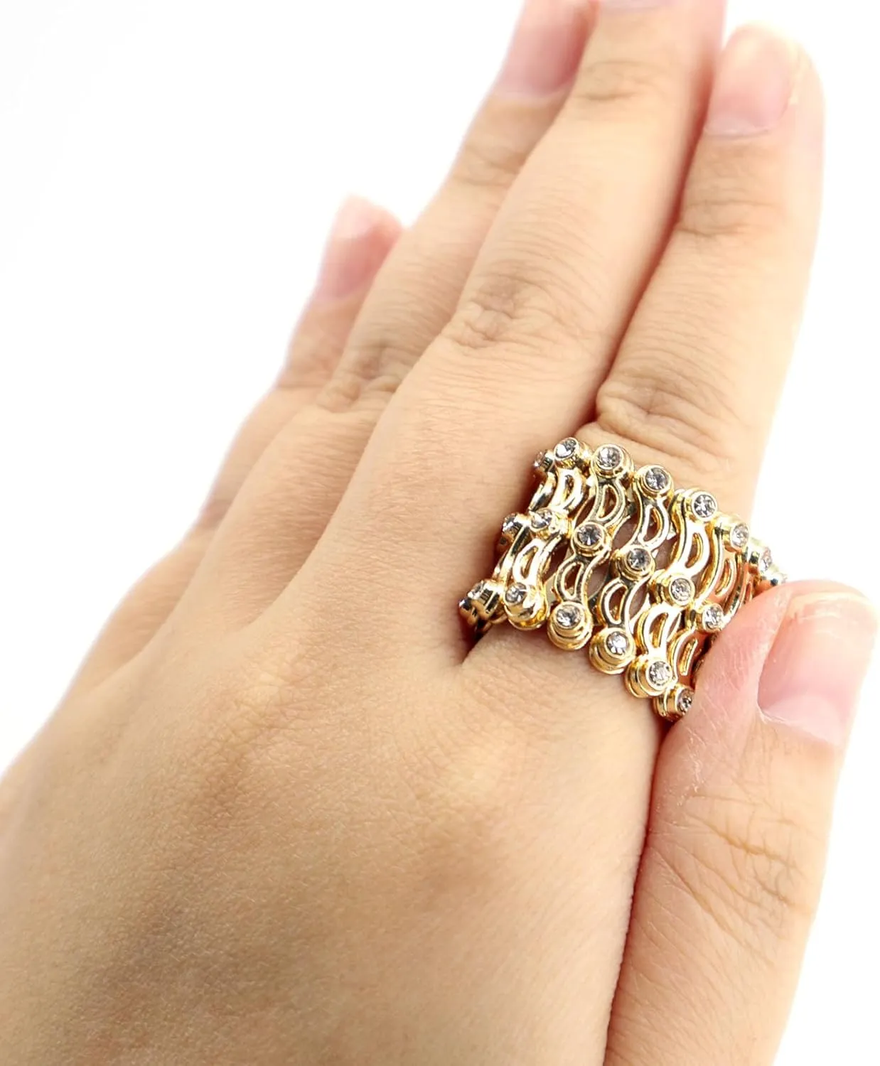 Folding Retractable Ring Bracelet 2 in 1 Jewelry Accessories that Turns into Bracelet Flexible Link Bracelet Ring Fashion Transformable Finger Ring Tennis Stretch bracelets Jewelry Gifts