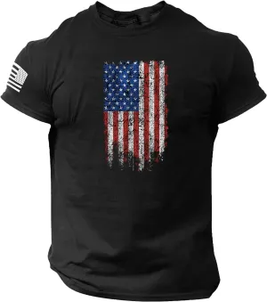 Fourth of July Men Shirt American Flag Printed T-Shirts Short Sleeve Tops Crewneck Casual Shirt Patriotic Tee Shirts