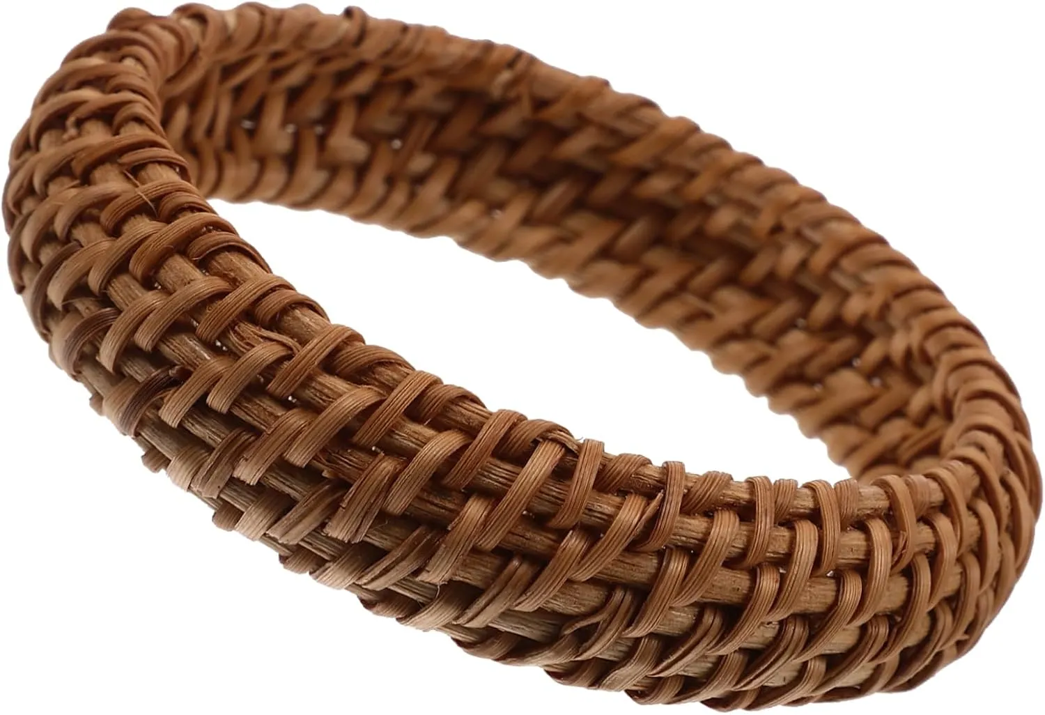 FRCOLOR Woven Rattan Chunky Bangle Bracelet for Women Ethnic Style Wrist Jewelry Chic Retro Accessory for Parties and Everyday Wear Unique Handmade Design