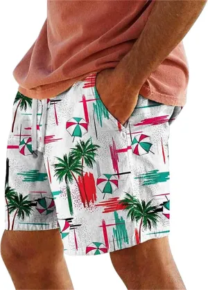 Funny Beach Shorts for Men Hawaiian Drawstring Elastic Waisted Casual Pants 3D Digital Print Plus Size Summer Vacation Capris