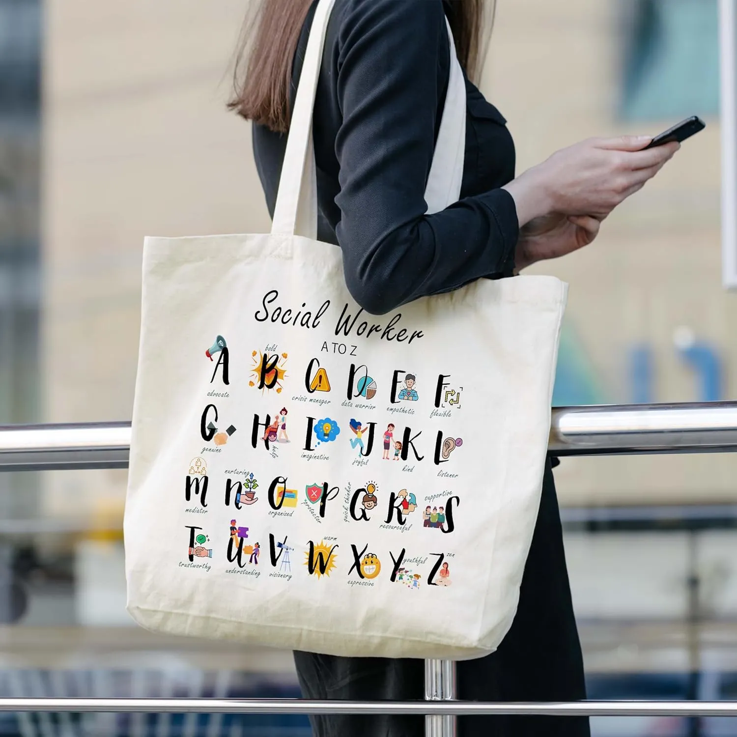 Funny Quotes Gifts for Mom, Rainbow Canvas Tote Bag Aesthetic, Reusable Grocery Shopping Bags