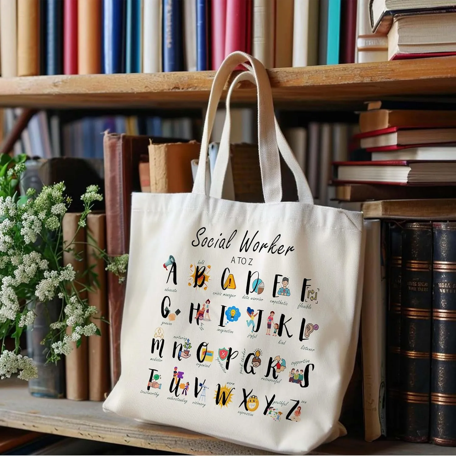 Funny Quotes Gifts for Mom, Rainbow Canvas Tote Bag Aesthetic, Reusable Grocery Shopping Bags