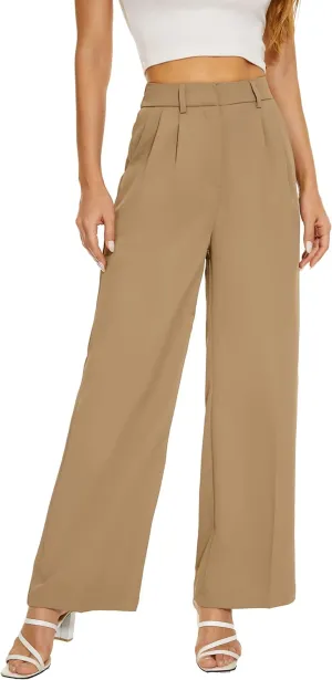 FUNYYZO Dress Pants Women Solid Casual Work Pants Long Trousers Summer
