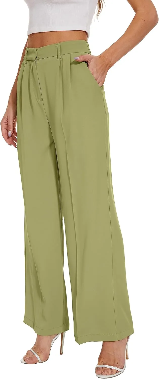 FUNYYZO Dress Pants Women Solid Casual Work Pants Long Trousers Summer