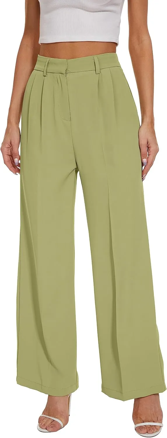 FUNYYZO Dress Pants Women Solid Casual Work Pants Long Trousers Summer