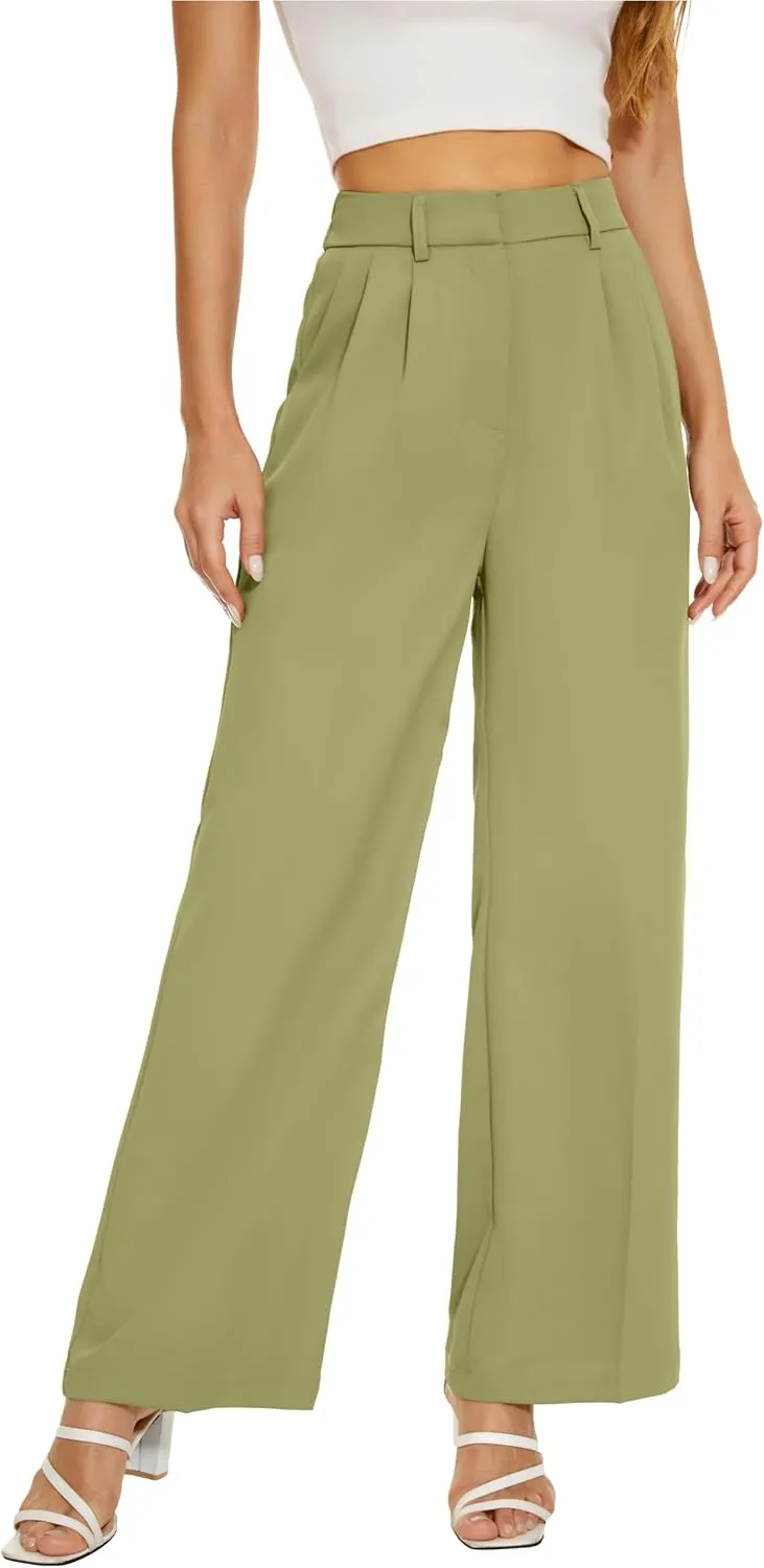 FUNYYZO Dress Pants Women Solid Casual Work Pants Long Trousers Summer