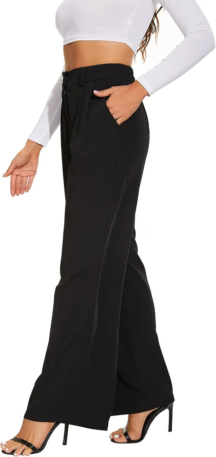 FUNYYZO Dress Pants Women Solid Casual Work Pants Long Trousers Summer