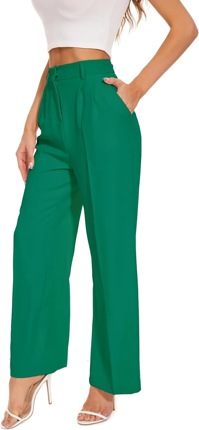 FUNYYZO Dress Pants Women Solid Casual Work Pants Long Trousers Summer