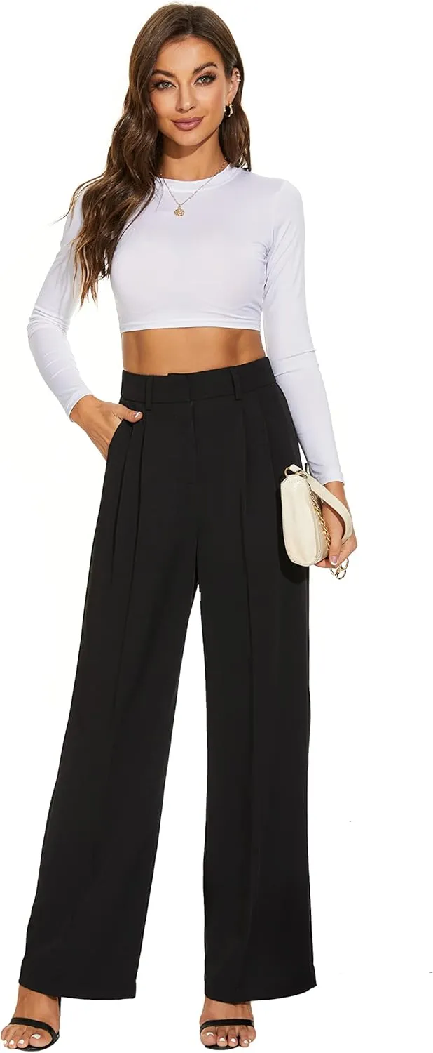 FUNYYZO Dress Pants Women Solid Casual Work Pants Long Trousers Summer