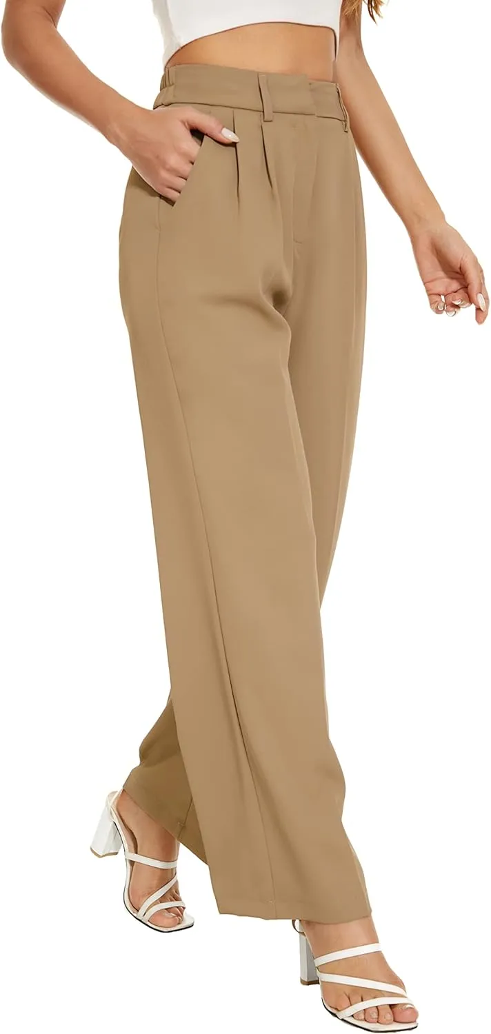 FUNYYZO Dress Pants Women Solid Casual Work Pants Long Trousers Summer