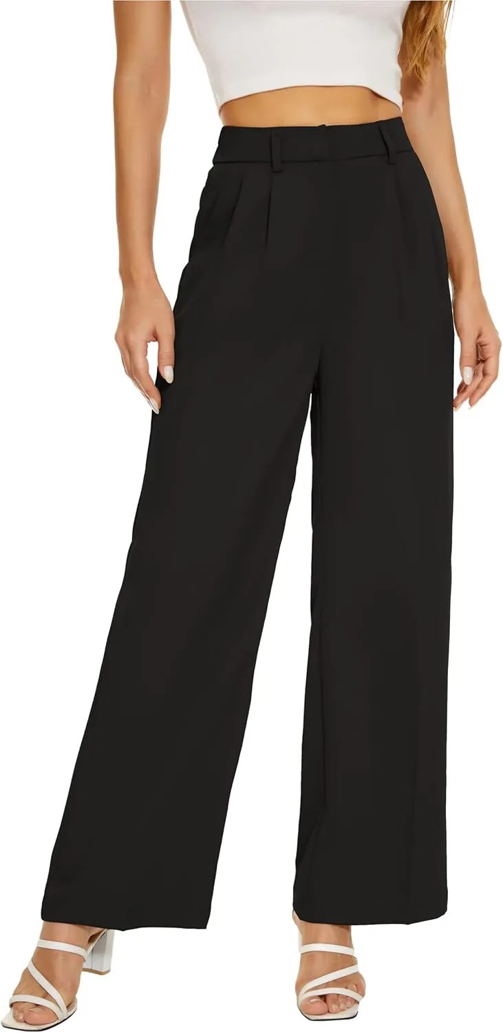 FUNYYZO Dress Pants Women Solid Casual Work Pants Long Trousers Summer