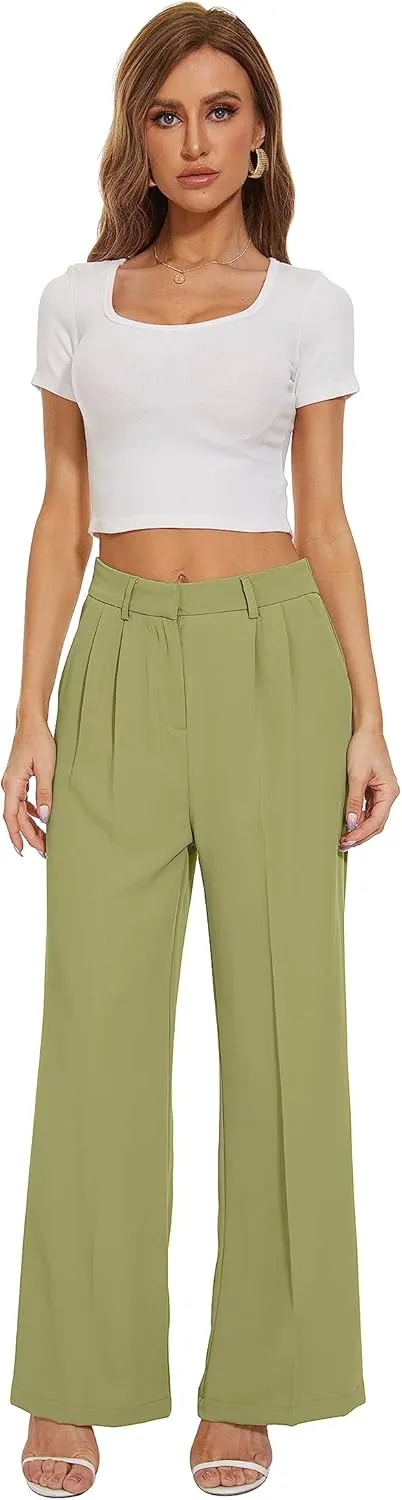 FUNYYZO Dress Pants Women Solid Casual Work Pants Long Trousers Summer