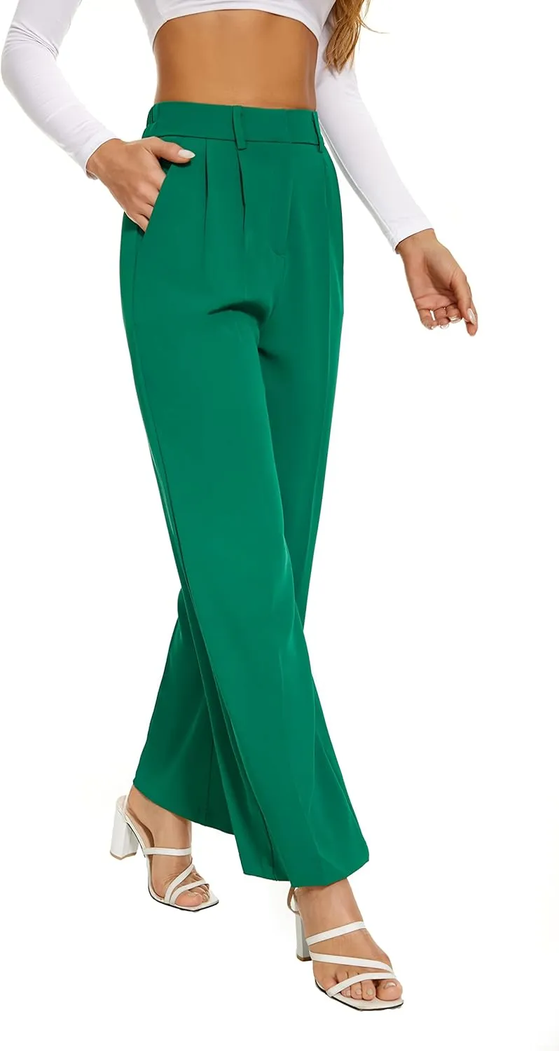 FUNYYZO Dress Pants Women Solid Casual Work Pants Long Trousers Summer