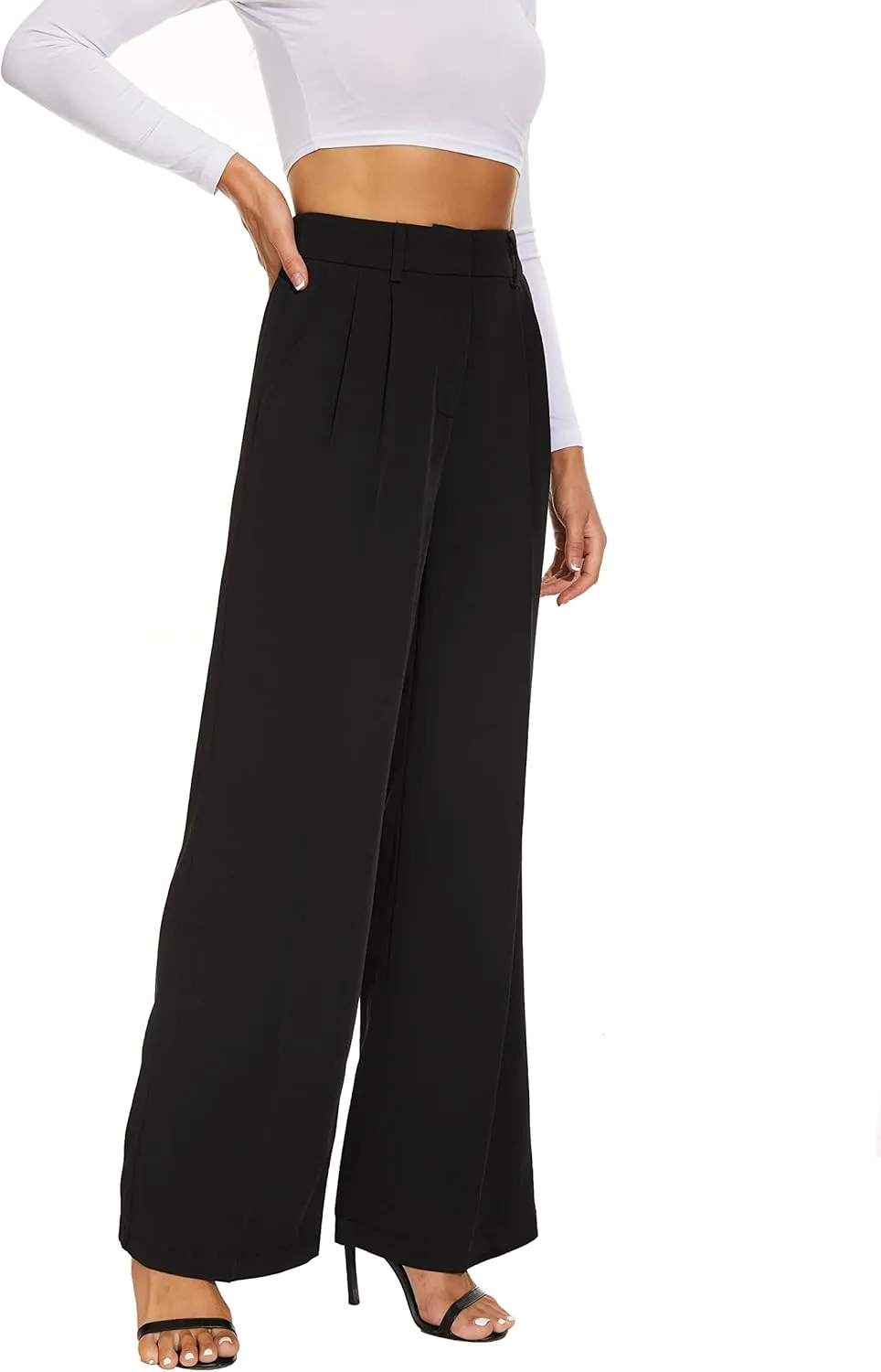 FUNYYZO Dress Pants Women Solid Casual Work Pants Long Trousers Summer