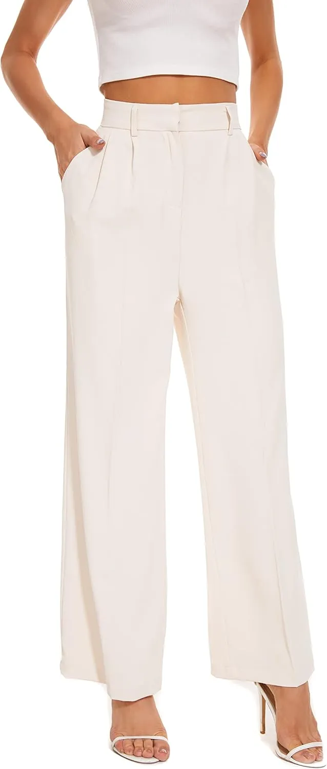FUNYYZO Dress Pants Women Solid Casual Work Pants Long Trousers Summer