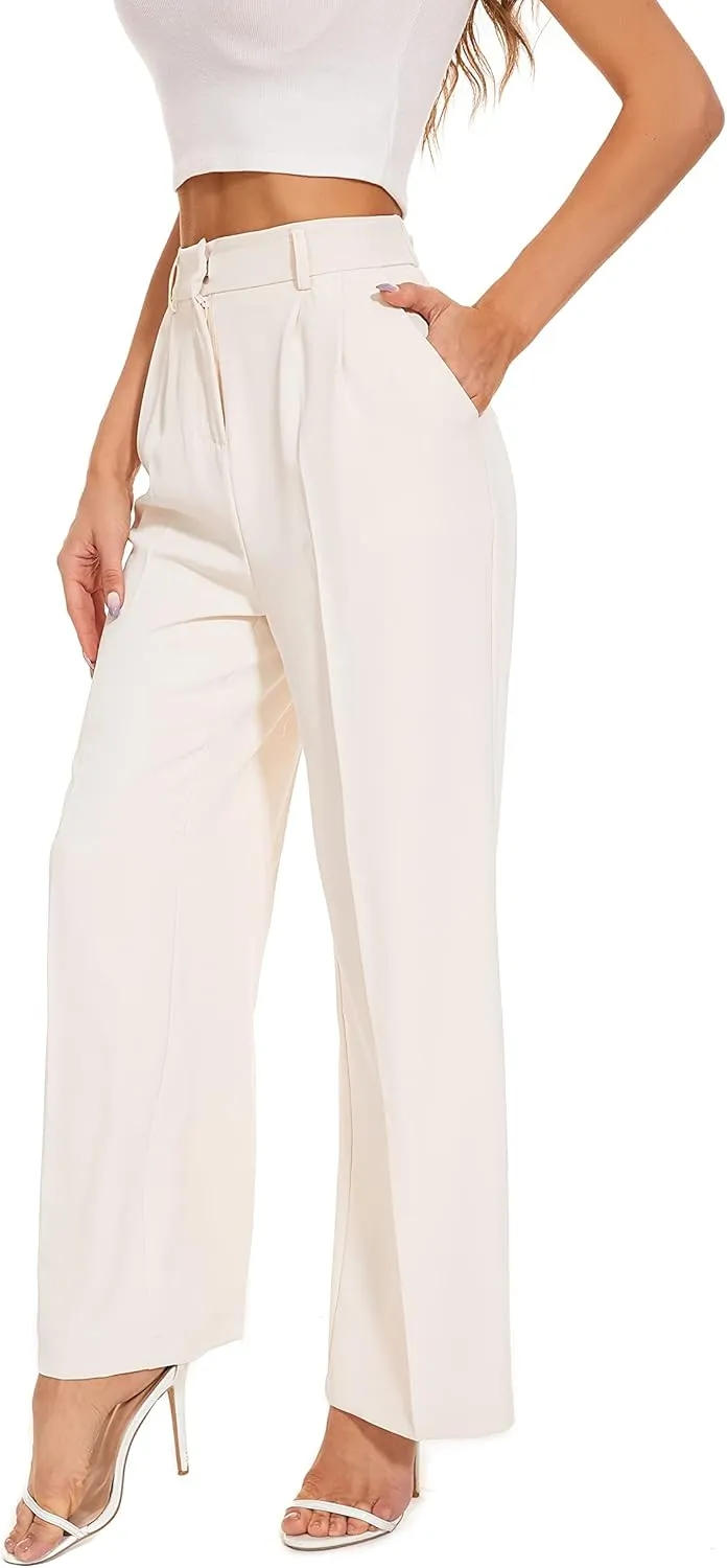FUNYYZO Dress Pants Women Solid Casual Work Pants Long Trousers Summer