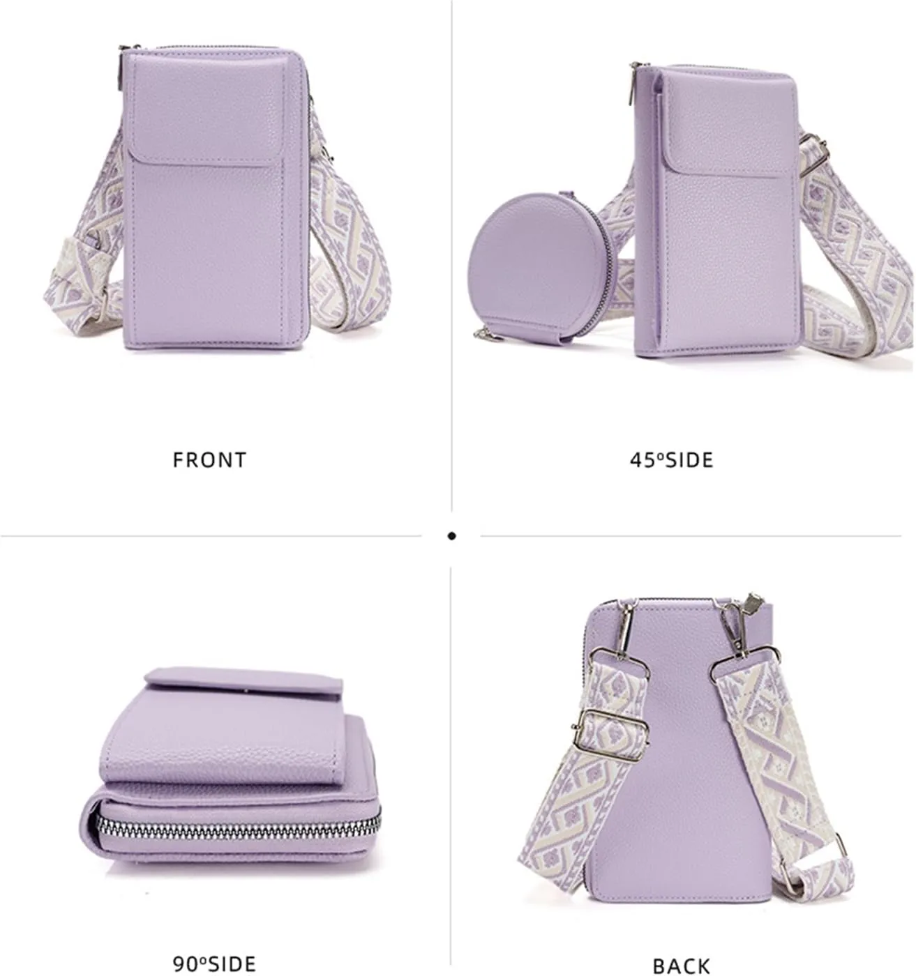 Fuxiqar Women Crossbody Bags Purse Leather Shoulder Clutch Wallet Credit Card Holder Phone Strap