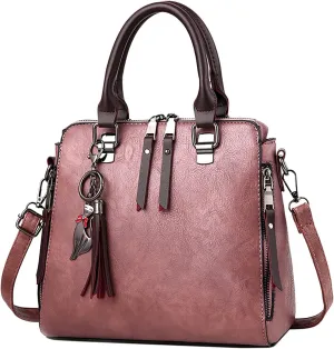 FZVYD 2024 Christmas Purse,Women's Handbags Leather Satchel Tote Bags Top Handle Handbag Shoulder Bag Zip Purses Crossbody Bag Cute Cat Pendant Pink-B
