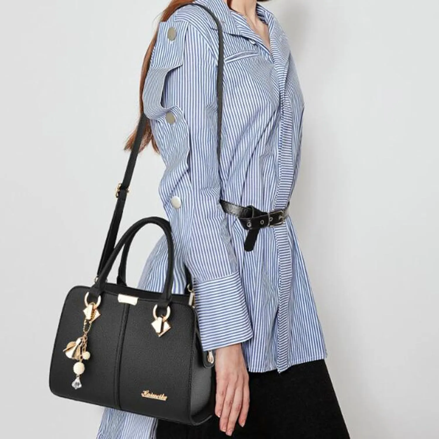 FZVYD Womens Tote Bag,Satchel Bag for Women PU Leather Purse Stone Pattern with Top Handle Bag Shoulder Bag Zipper Handbag Crossbody Bags Black #5
