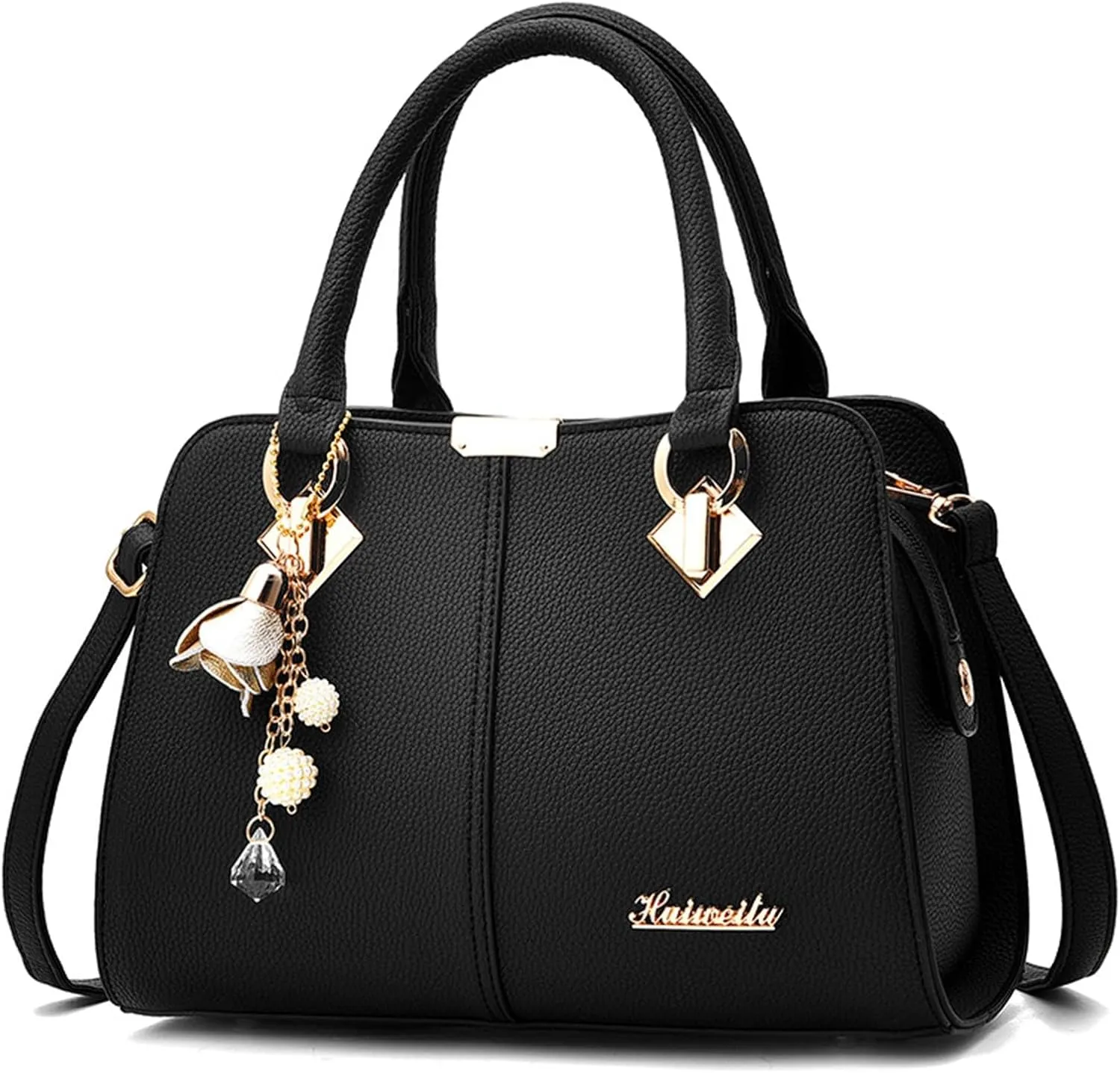 FZVYD Womens Tote Bag,Satchel Bag for Women PU Leather Purse Stone Pattern with Top Handle Bag Shoulder Bag Zipper Handbag Crossbody Bags Black #5