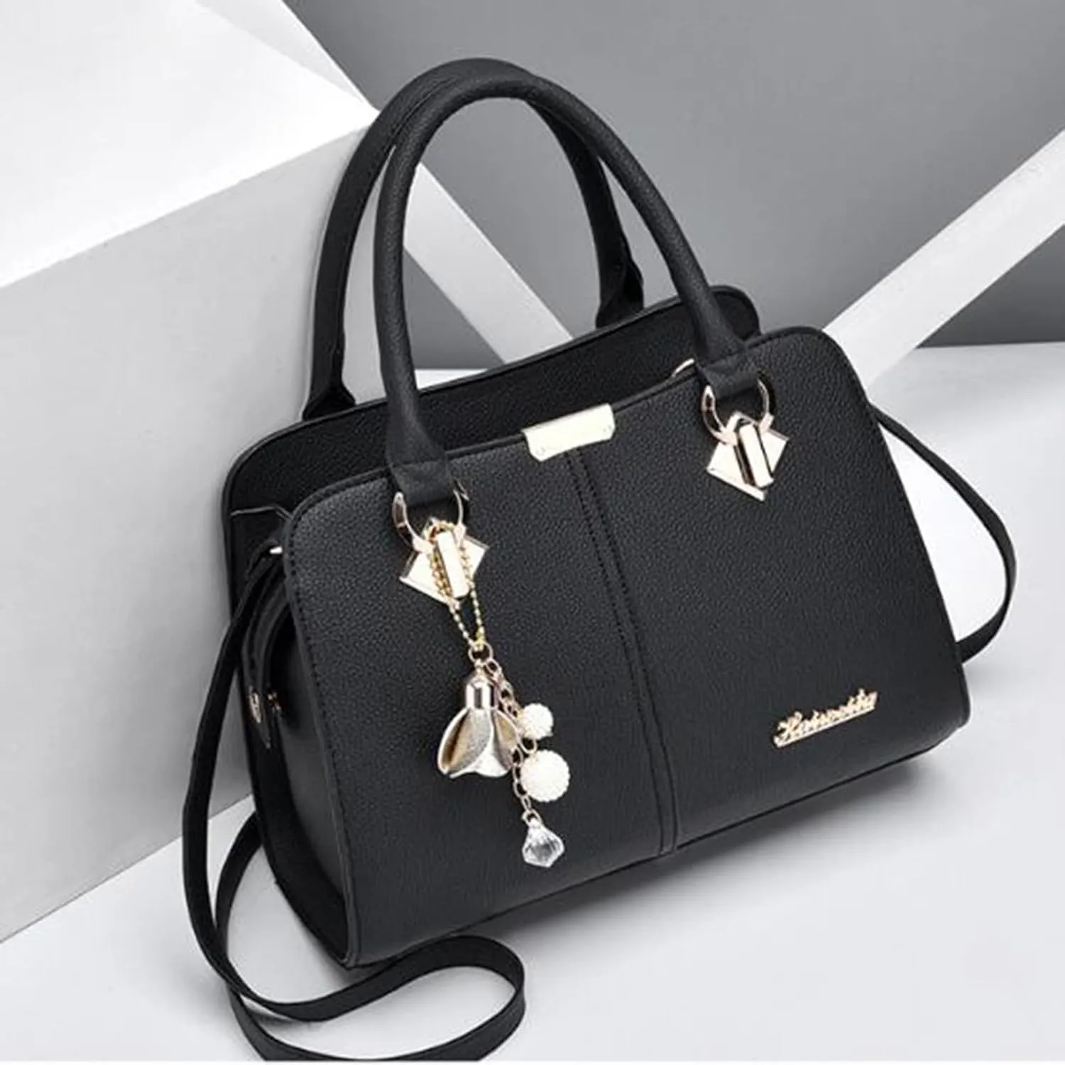 FZVYD Womens Tote Bag,Satchel Bag for Women PU Leather Purse Stone Pattern with Top Handle Bag Shoulder Bag Zipper Handbag Crossbody Bags Black #5