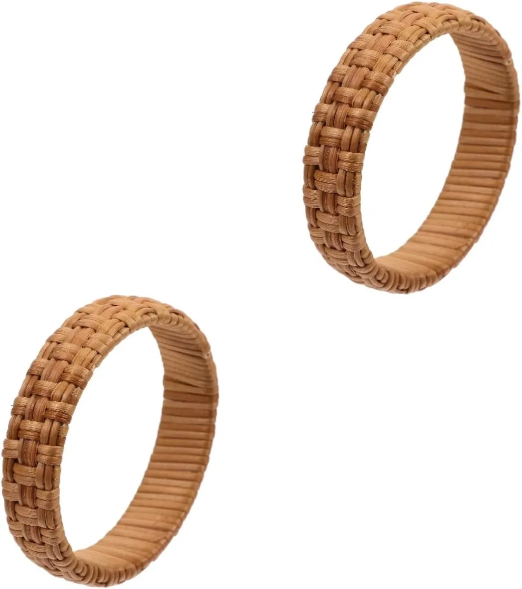 GALPADA 2pcs Rattan Bracelets for Women Vintage Chunky Bangle Bracelet Wicker Woven Bangle Jewelry