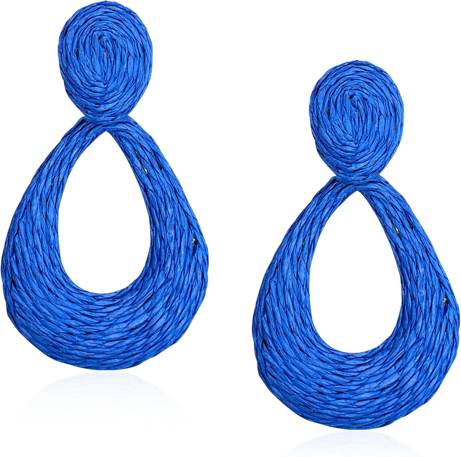 GBAHFY Boho Raffia Teardrop Stud Earrings Handmade Statement Bohemian Teardrop Dangle Earrings for Women