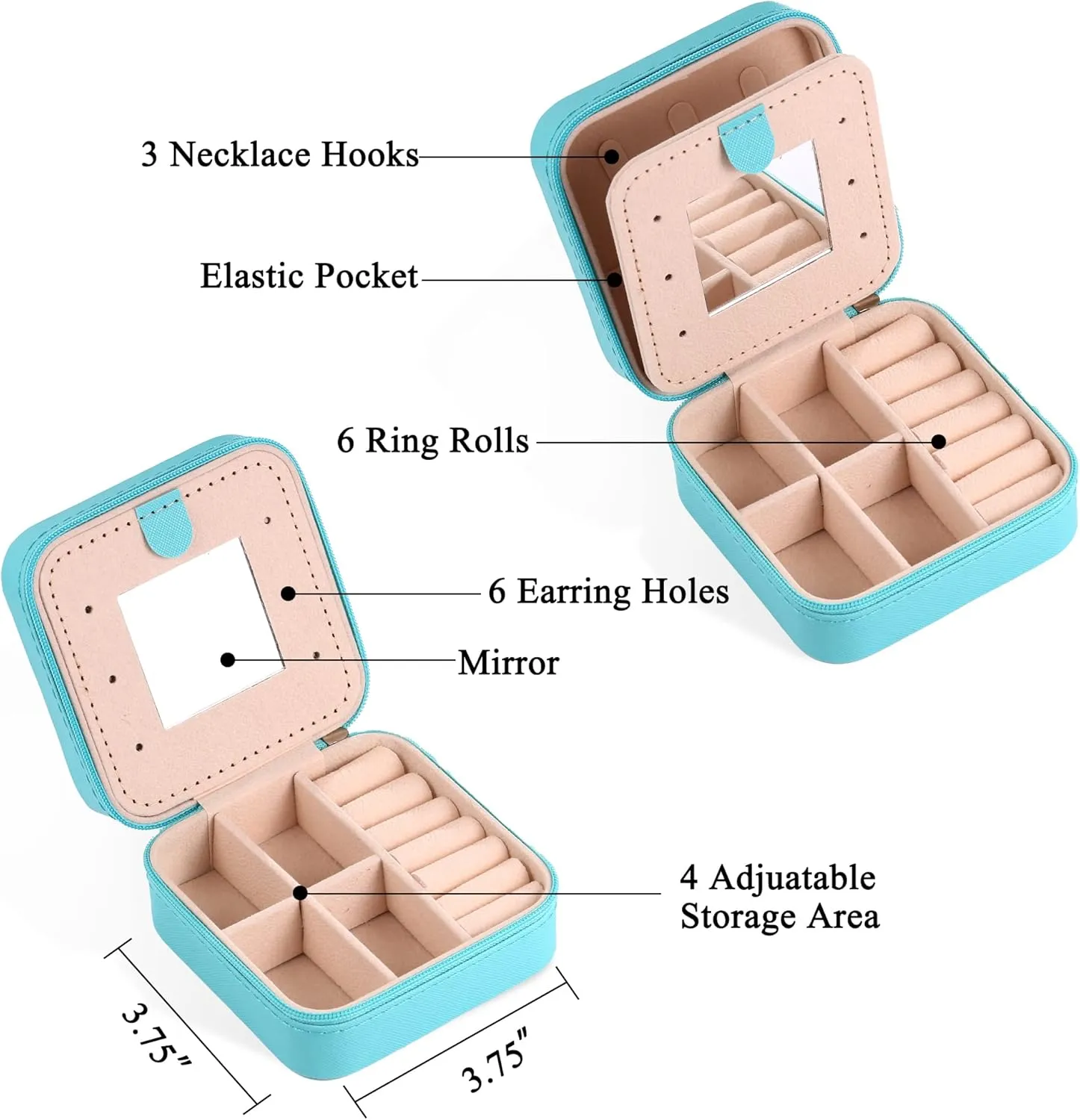 Gifts for Her | Travel Accessories for Girls | Small Jewelry Box - Travel Jewelry Case-Initial S