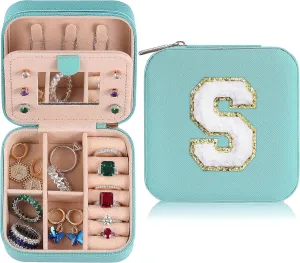 Gifts for Her | Travel Accessories for Girls | Small Jewelry Box - Travel Jewelry Case-Initial S