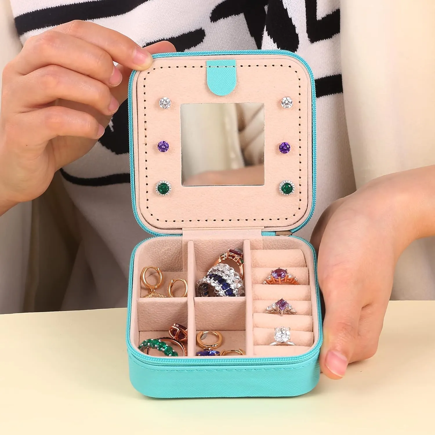 Gifts for Her | Travel Accessories for Girls | Small Jewelry Box - Travel Jewelry Case-Initial S