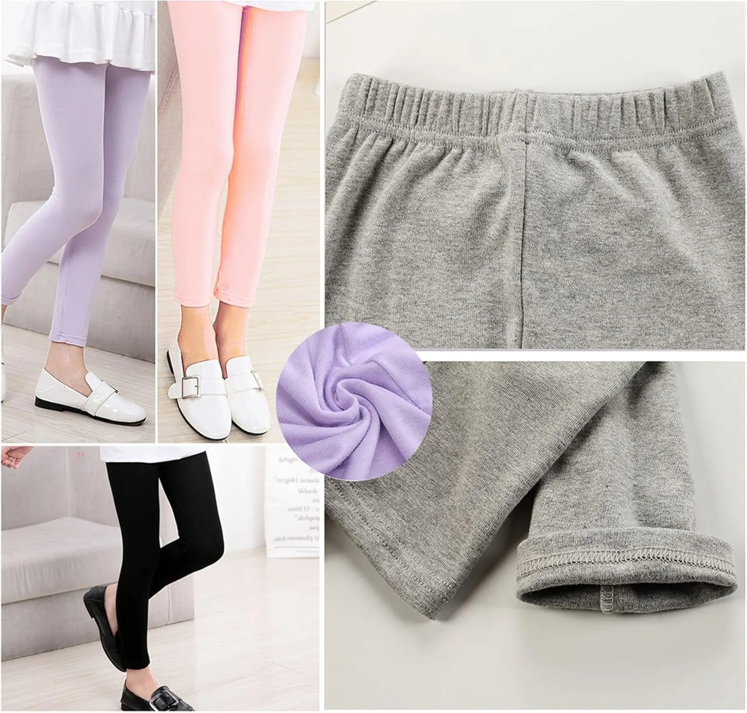 Girls' Leggings - Baby Girls & Toddlers' Cotton Footless Stretchy Basic Leggings - Pack of 5