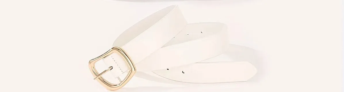 Gold Buckle Belt White