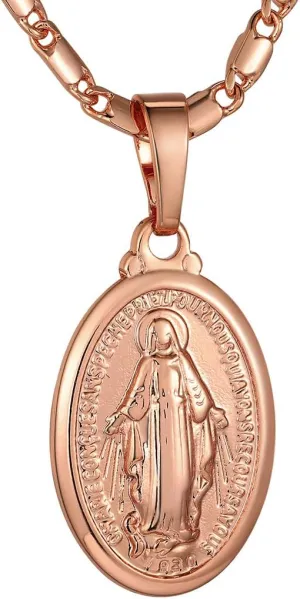 GOLDCHIC JEWELRY Cross INRI Crucifix Pendant Necklace, Virgin Mary Miraculous Medal Necklaces, Jesus Christain Jewelry