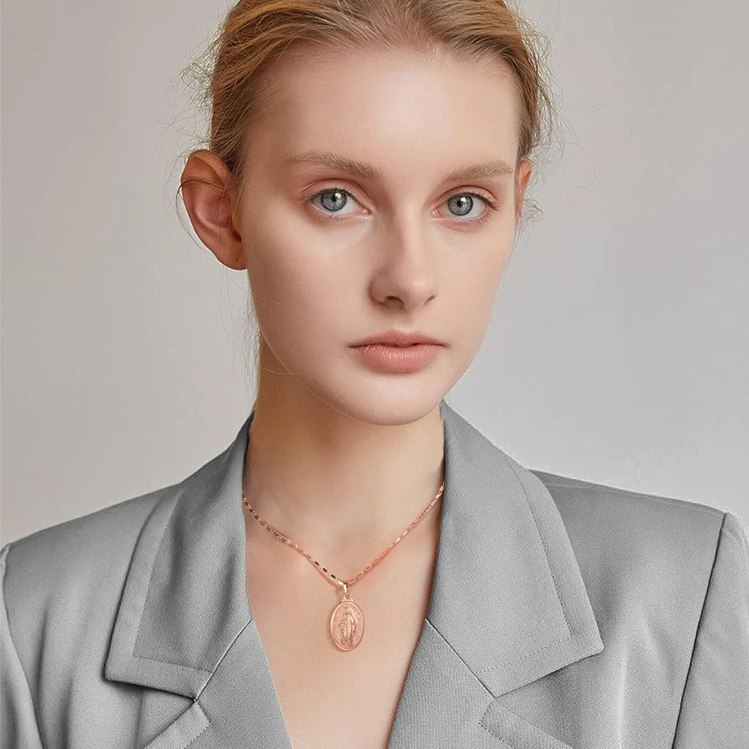 GOLDCHIC JEWELRY Cross INRI Crucifix Pendant Necklace, Virgin Mary Miraculous Medal Necklaces, Jesus Christain Jewelry