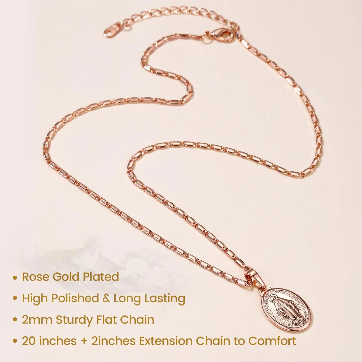 GOLDCHIC JEWELRY Cross INRI Crucifix Pendant Necklace, Virgin Mary Miraculous Medal Necklaces, Jesus Christain Jewelry
