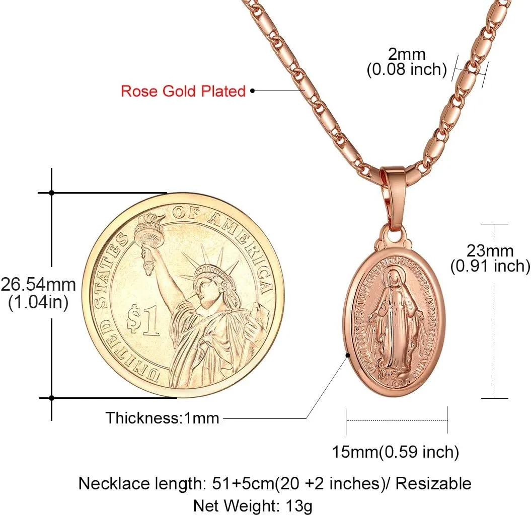 GOLDCHIC JEWELRY Cross INRI Crucifix Pendant Necklace, Virgin Mary Miraculous Medal Necklaces, Jesus Christain Jewelry
