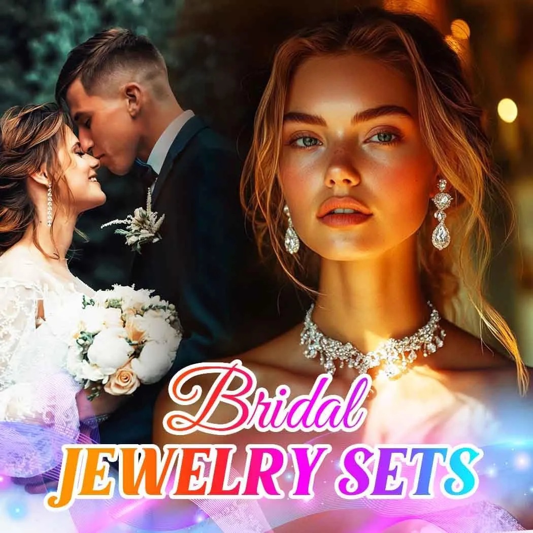 GORAIS Wedding Jewelry Sets Rhinestone Necklace Silver Bridal Prom Jewelry Set for Women and Brides