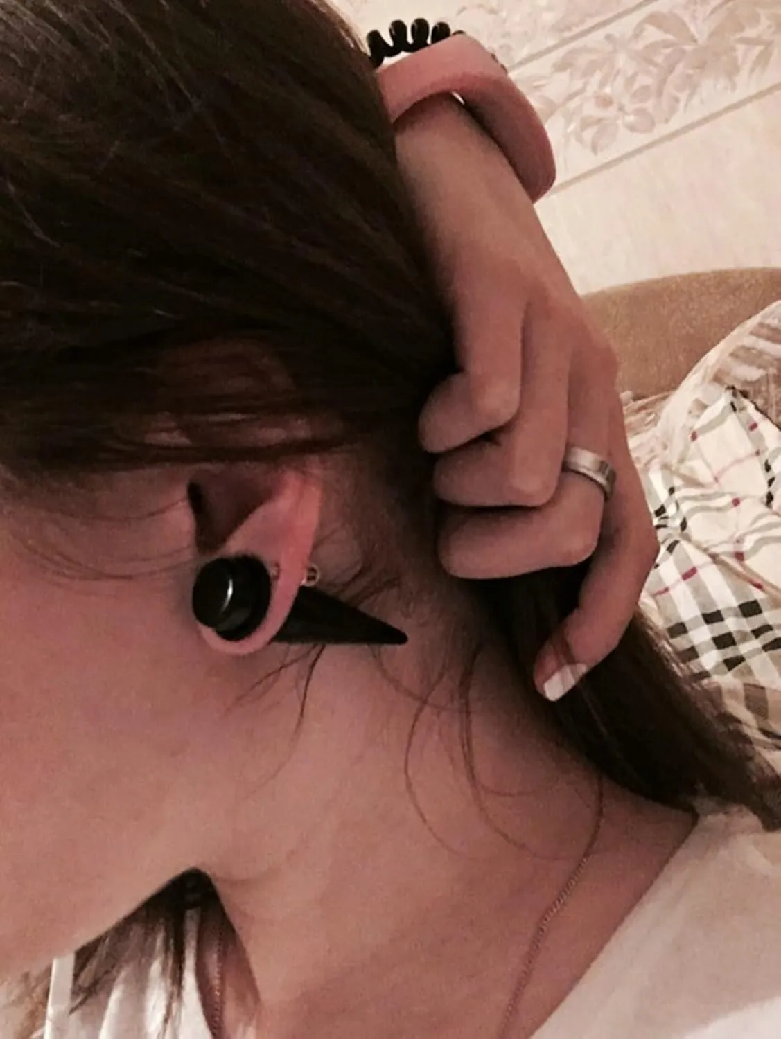Gualiy 2PCS Acrylic Gauges For Ears, Mens Ear Gauge Jewelry Black Cone Ear Tunnel Jewelry