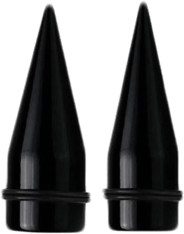 Gualiy 2PCS Acrylic Gauges For Ears, Mens Ear Gauge Jewelry Black Cone Ear Tunnel Jewelry