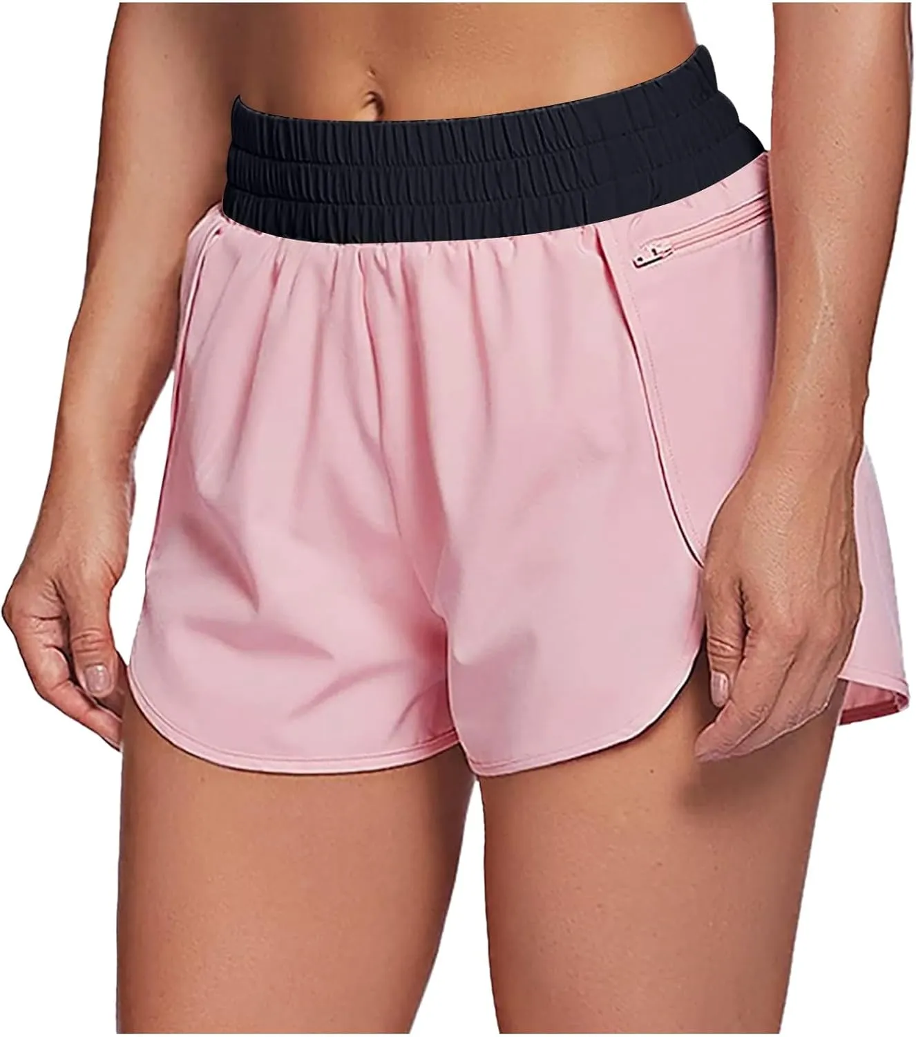 High Waisted Running Shorts for Women Lightweight Yoga Shorts Gym Athletic Workout Shorts with Zipper Pockets