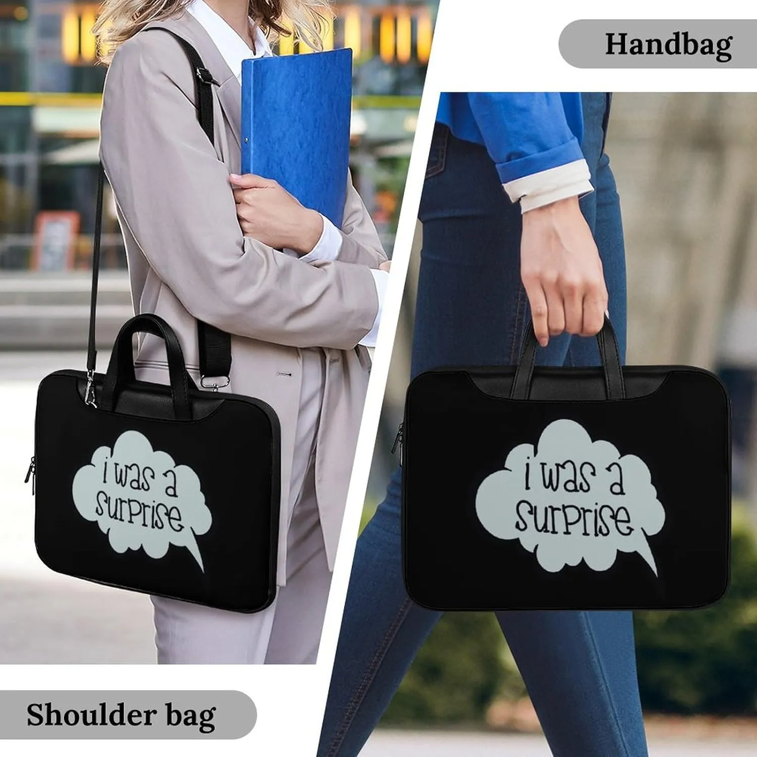 I Was A Surprise Leather Bag Laptop Case Slim Water Resistant Computer Bags with Handle Briefcase for Work