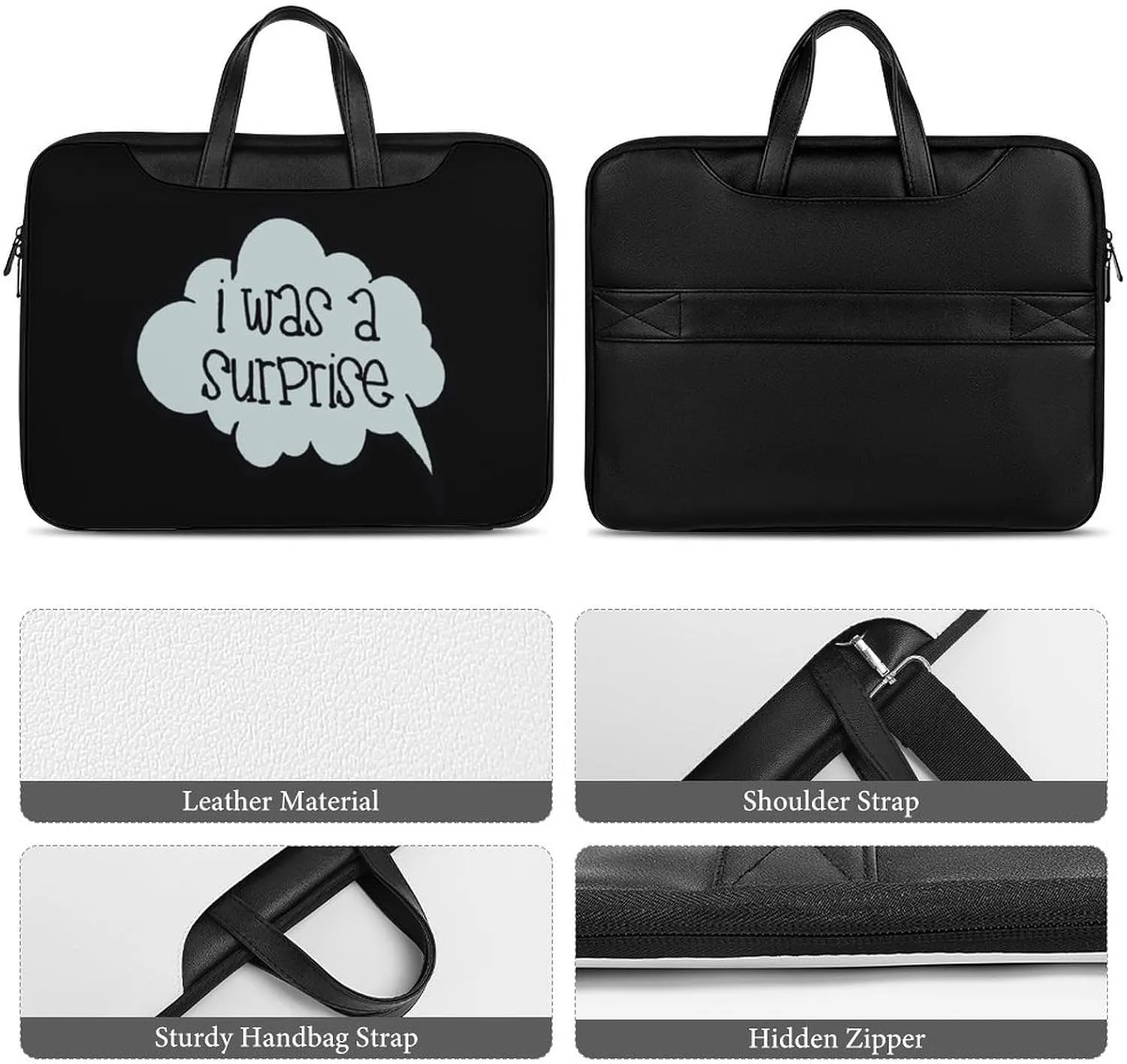 I Was A Surprise Leather Bag Laptop Case Slim Water Resistant Computer Bags with Handle Briefcase for Work