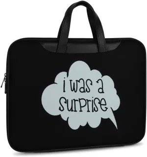 I Was A Surprise Leather Bag Laptop Case Slim Water Resistant Computer Bags with Handle Briefcase for Work