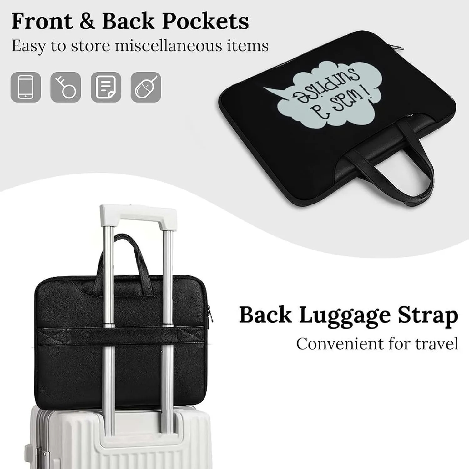 I Was A Surprise Leather Bag Laptop Case Slim Water Resistant Computer Bags with Handle Briefcase for Work