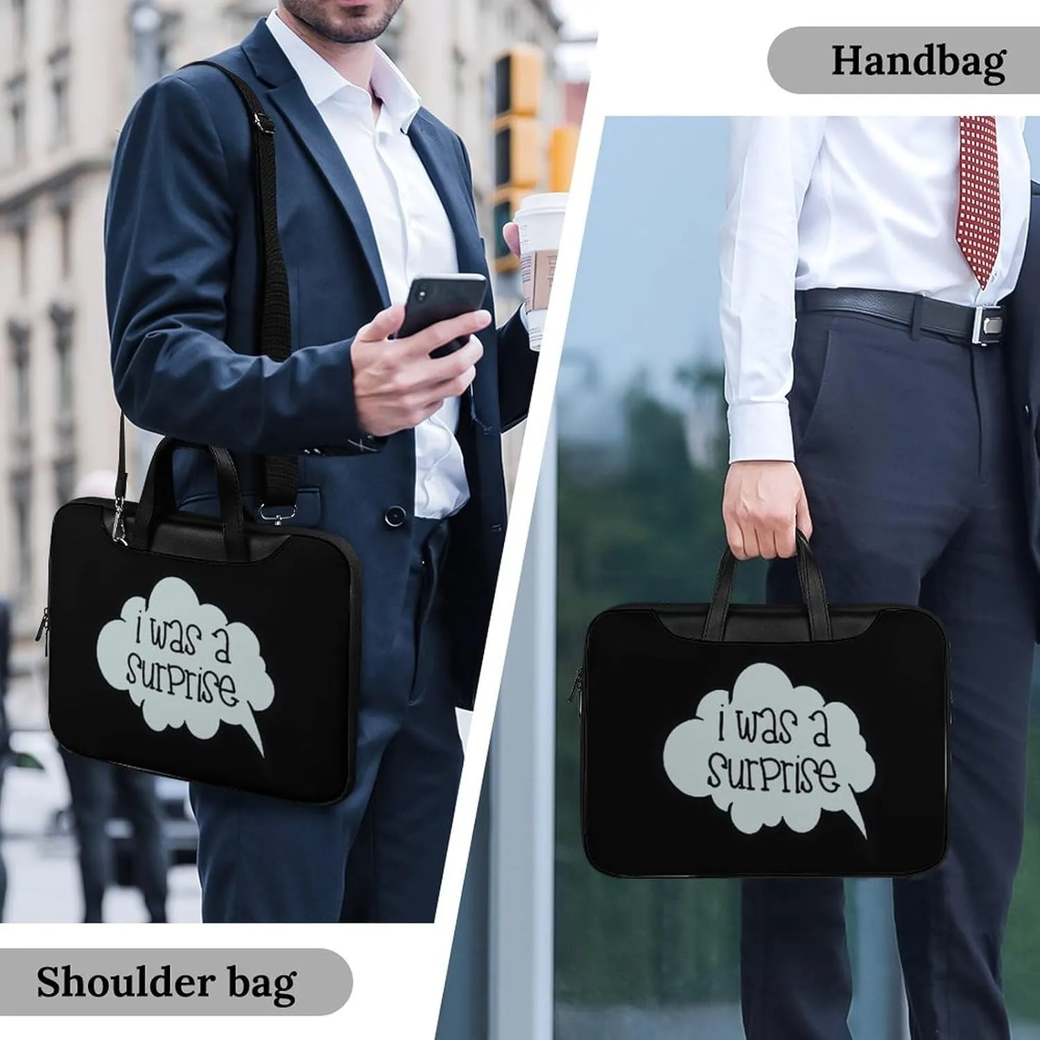 I Was A Surprise Leather Bag Laptop Case Slim Water Resistant Computer Bags with Handle Briefcase for Work